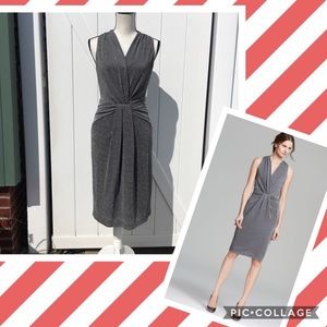 NWT Anne Klein Silver Metallic Draped V Neck Dress